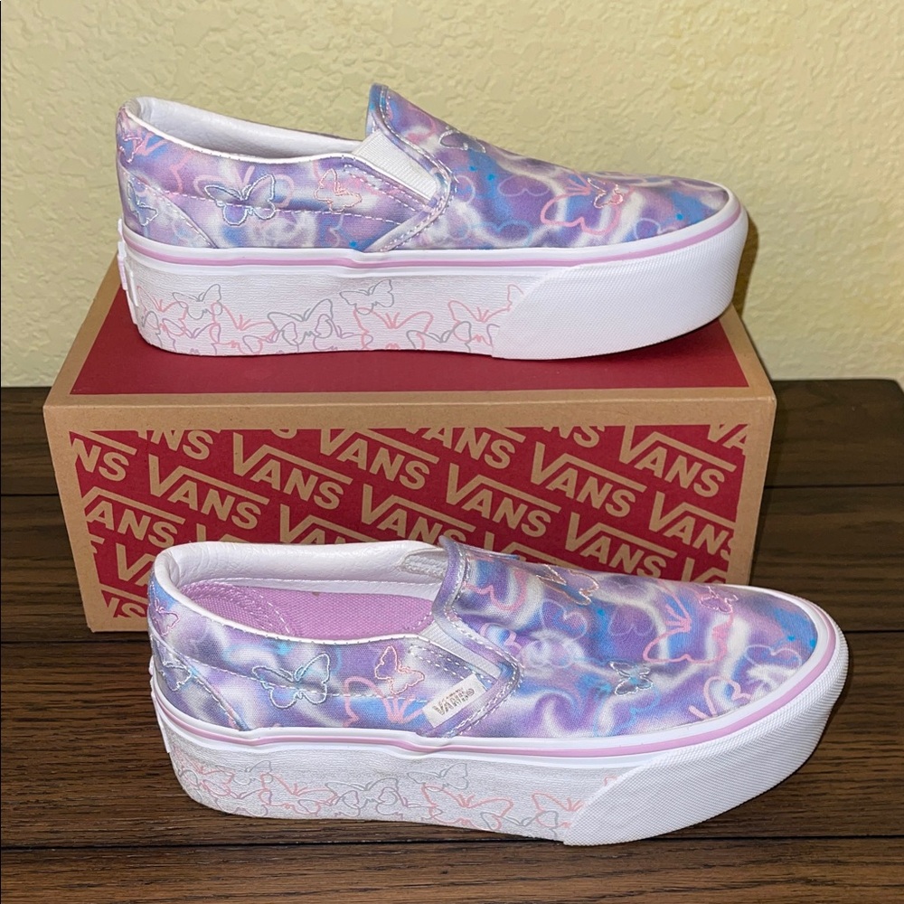 Vans Slip-On Platform Sneakers - Lavender Pink Butterfly